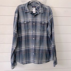Patagonia Size L Long-Sleeved A/C Steersman Shirt 100% Organic Cotton 53…